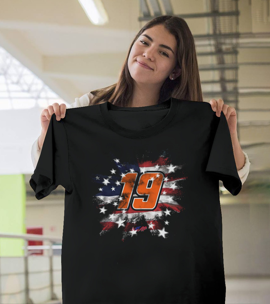 Nascar 19 Martin Truex Jr American Flag Fireworks T-Shirt