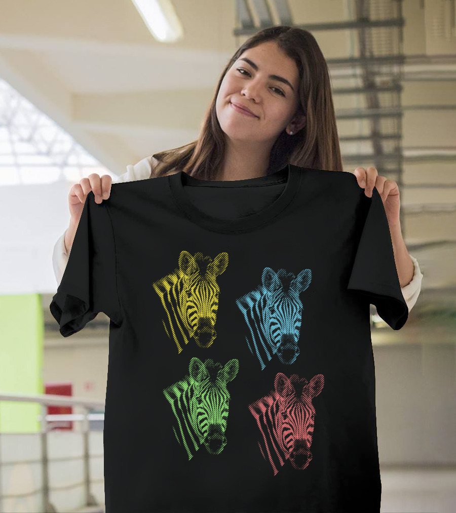 Four Colorful Zebra Pop Art Portraits T-Shirt