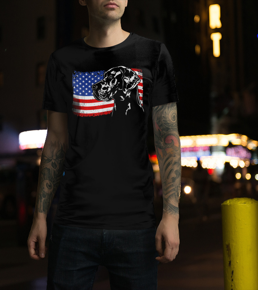 Great Dane American Flag Patriotic Pride T-Shirt
