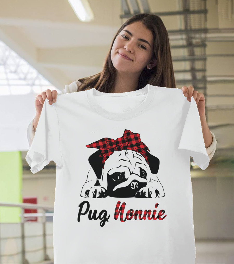 Pug Nonnie Buffalo Check Puppy T-Shirt