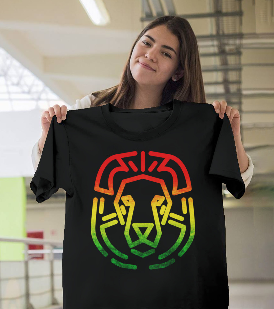 Rasta Flag Reggae Lion Jamaica Geometric T-Shirt