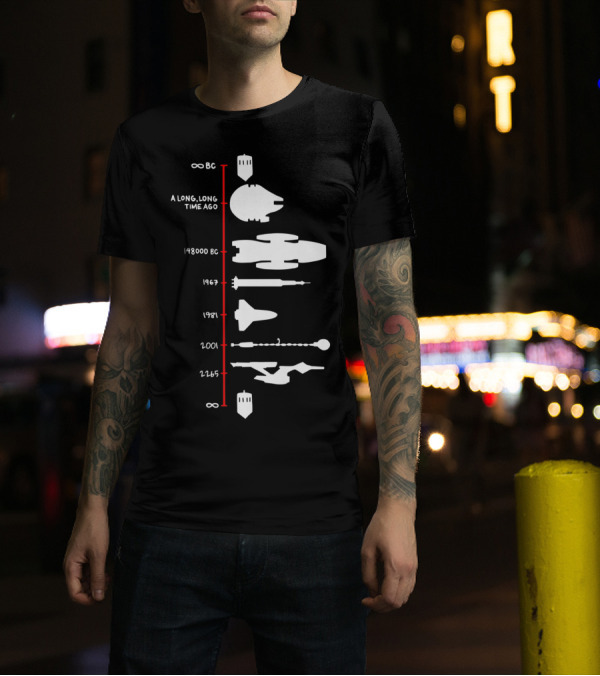 A Long, Long Time Ago Spaceship Timeline Science Fiction Rocket T-Shirt