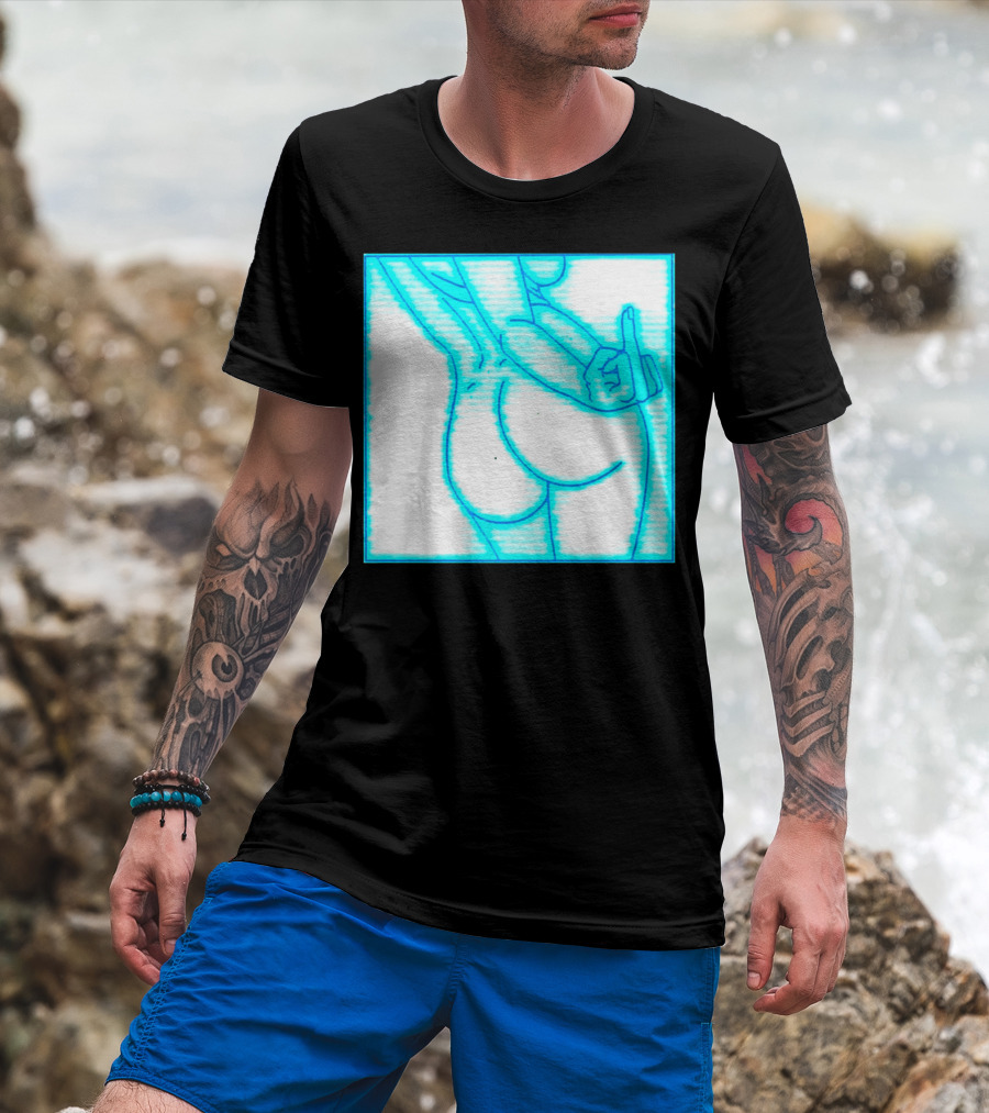 The Finger Middle Gesture Neon Outline T-Shirt