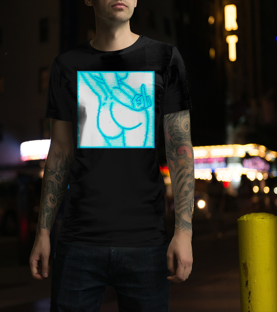 The Finger Middle Gesture Neon Outline T-Shirt