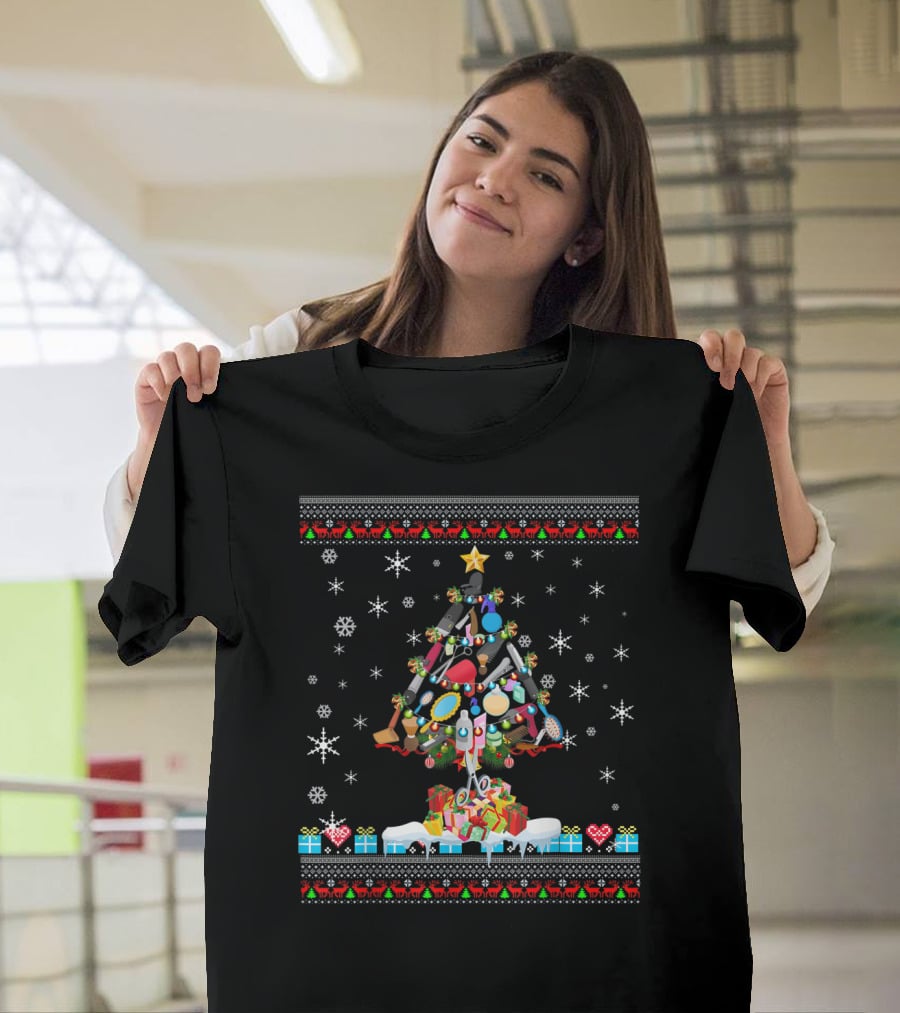 Christmas Tree Hairstylist Tools Ugly T-Shirt