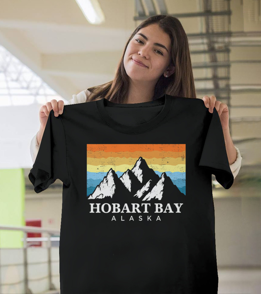 Hobart Bay Alaska Mountain Retro Vintage Landscape T-Shirt
