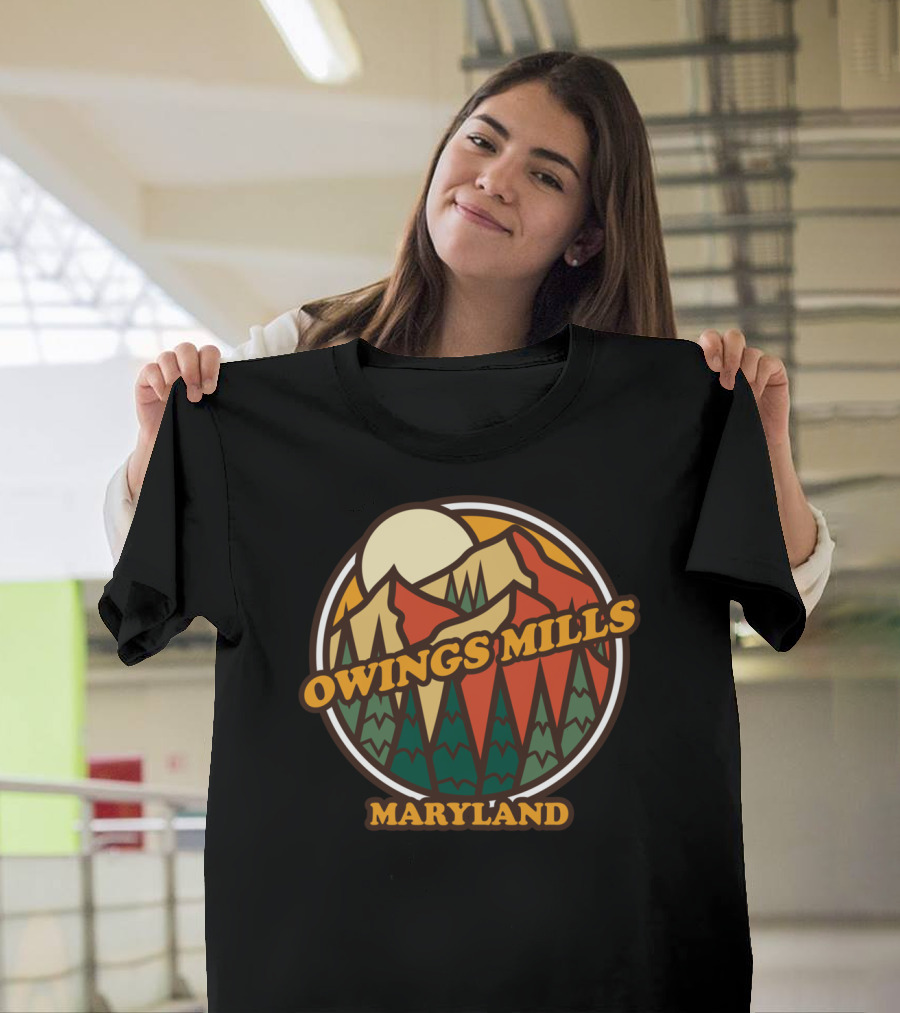 Owings Mills Maryland Vintage Mountain Hiking Forest Scene T-Shirt