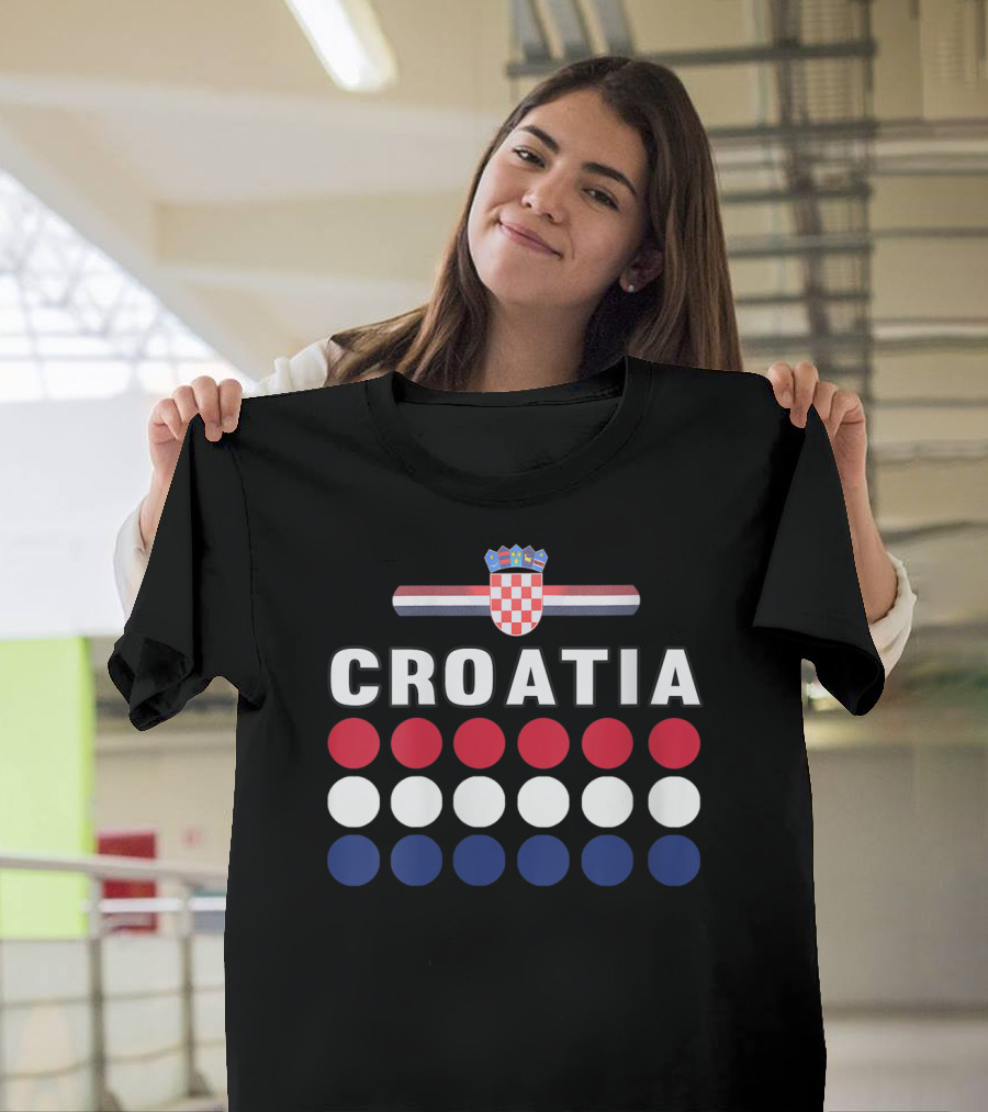 Croatia National Pride Croatian Flag Colors Checkerboard Crest T-Shirt