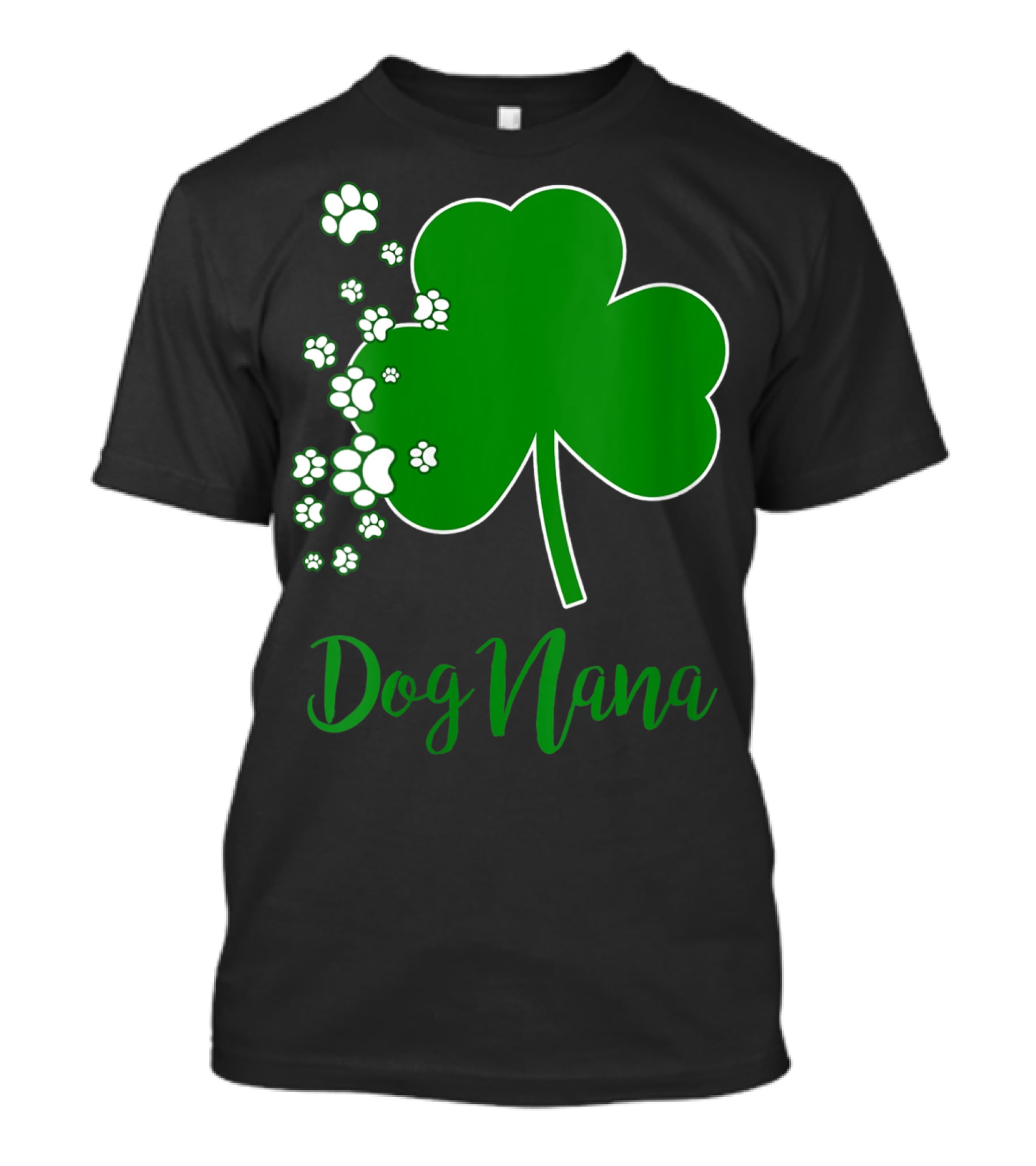 Dog Nana Irish Shamrock With Paw Prints T-Shirt