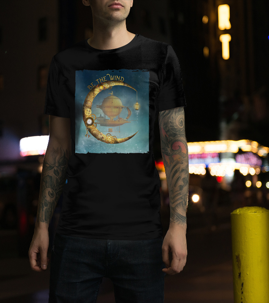 Be The Wind Fantasy Airship Steampunk Moon Gears T-Shirt