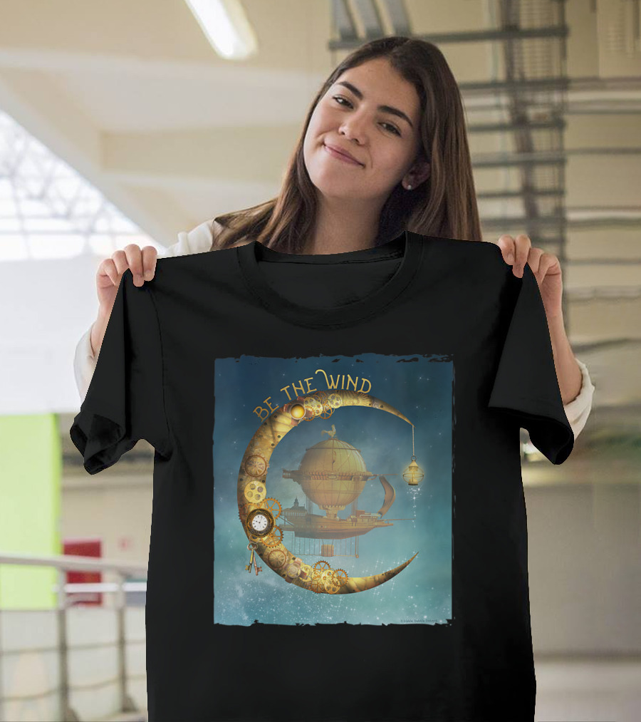 Be The Wind Fantasy Airship Steampunk Moon Gears T-Shirt
