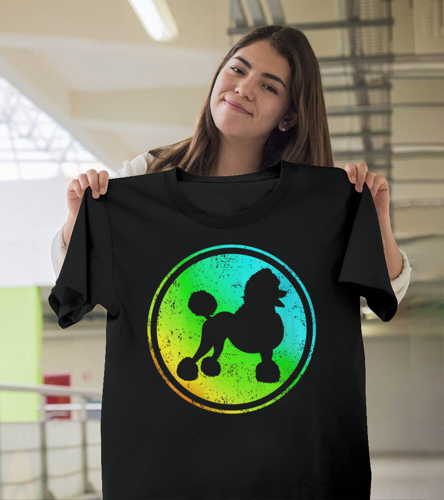 Poodle Watercolor Poodle Dog Silhouette Circle T-Shirt