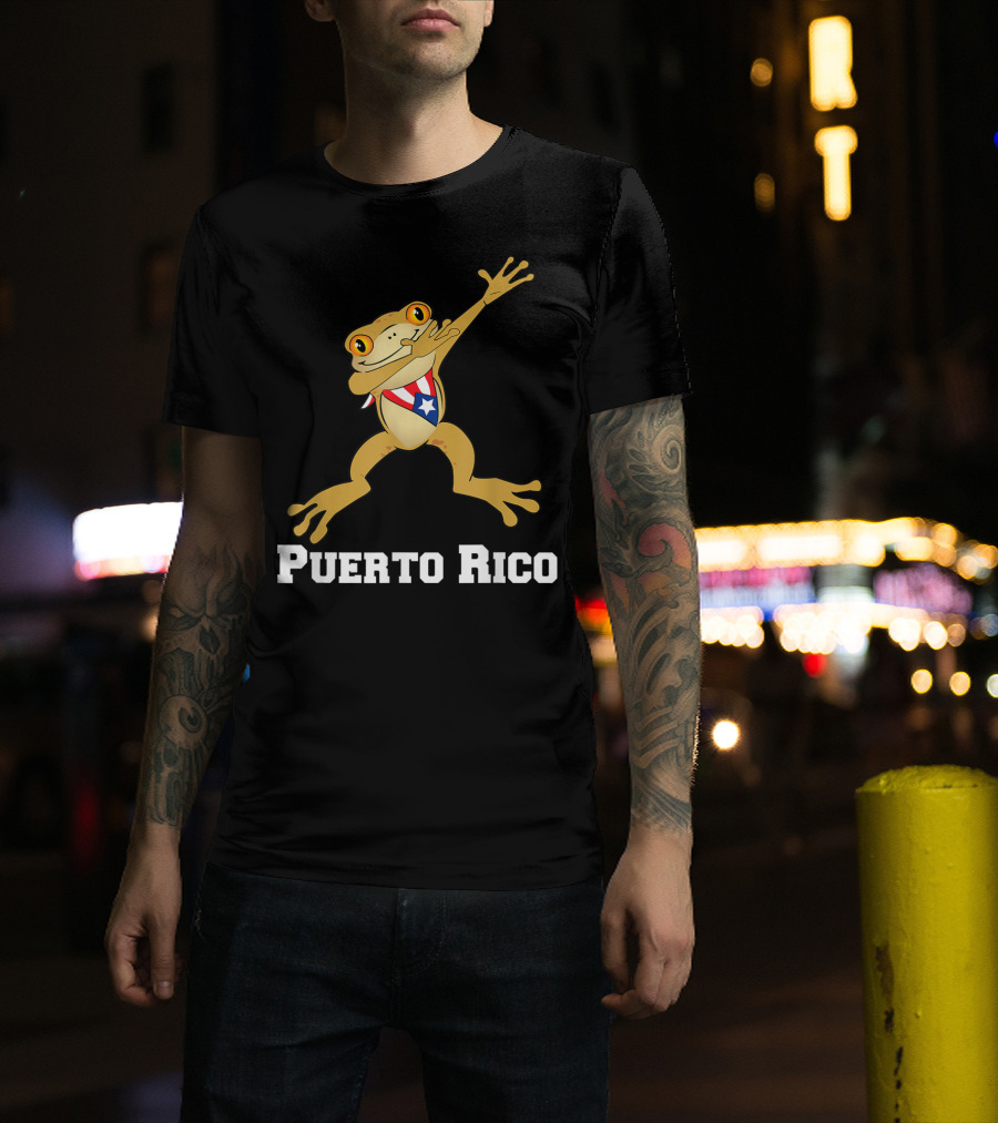 Dabbing Coqui Frog Puerto Rico Flag T-Shirt