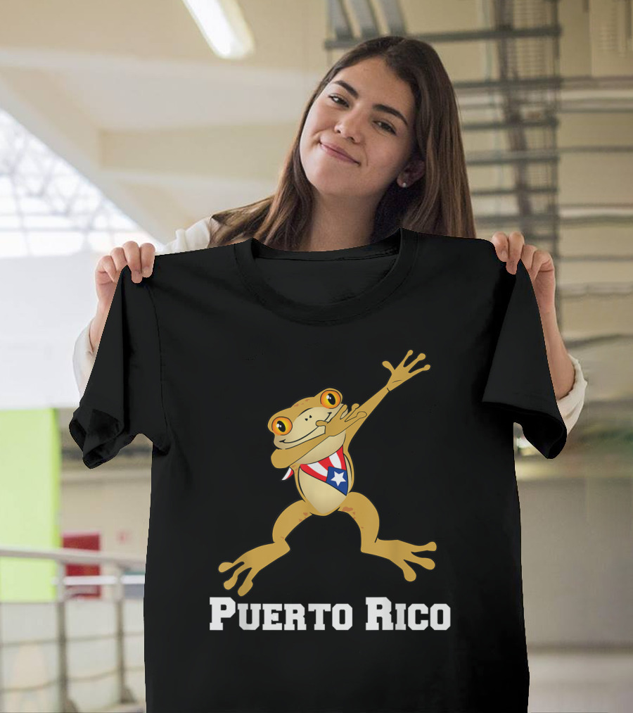 Dabbing Coqui Frog Puerto Rico Flag T-Shirt
