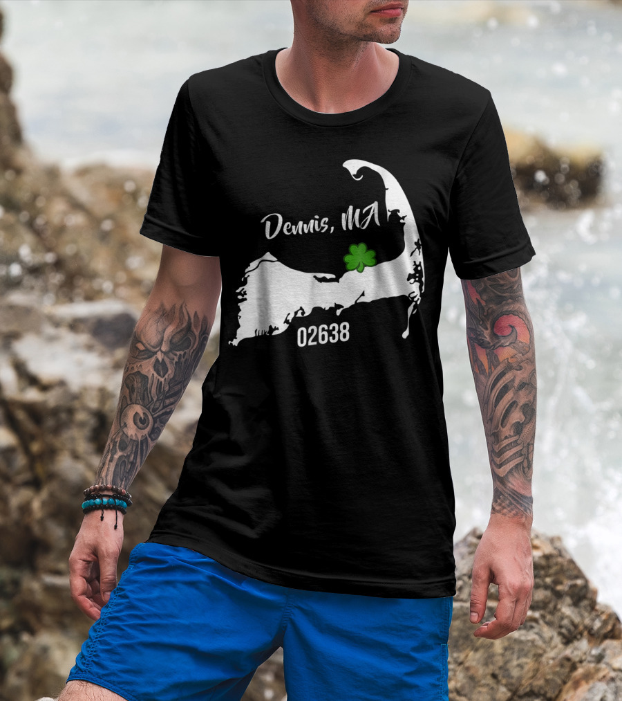 Dennis MA 02638 Cape Cod Shamrock Summer Map T-Shirt