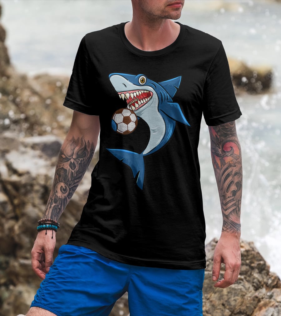 Football Sharks Love Animal Lovers Soccer Shark T-Shirt