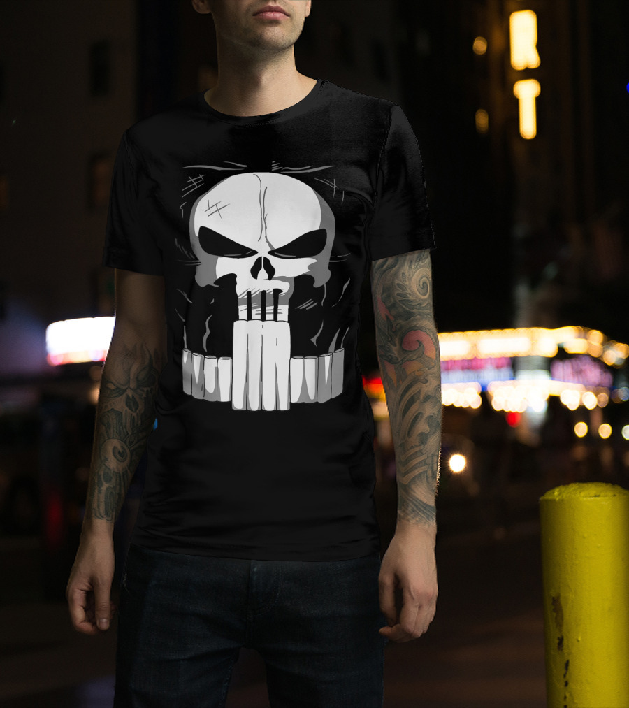 Marvel Punisher Skull With Bullet Teeth T-Shirt