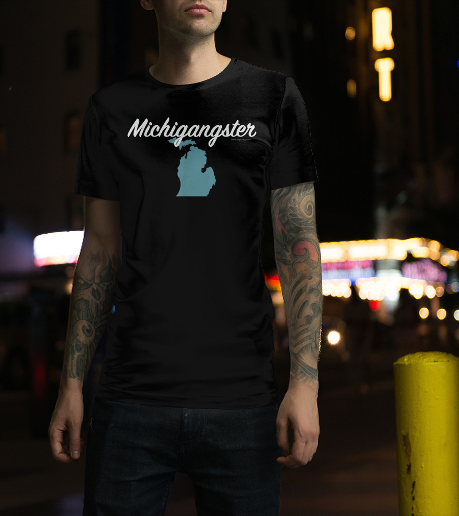 Michigangster Detroit Michigan Mitten Map T-Shirt