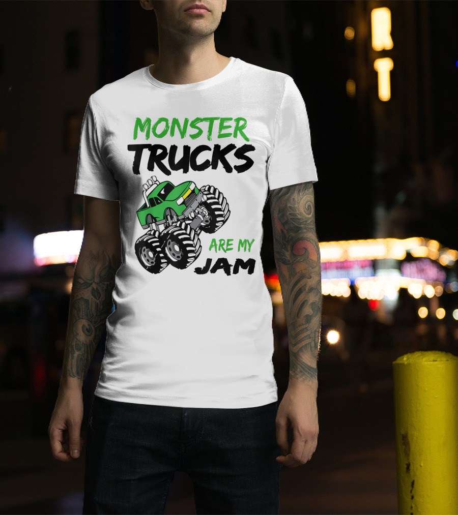 Monster Trucks Are My Jam Classic Green Racing Adventure T-Shirt