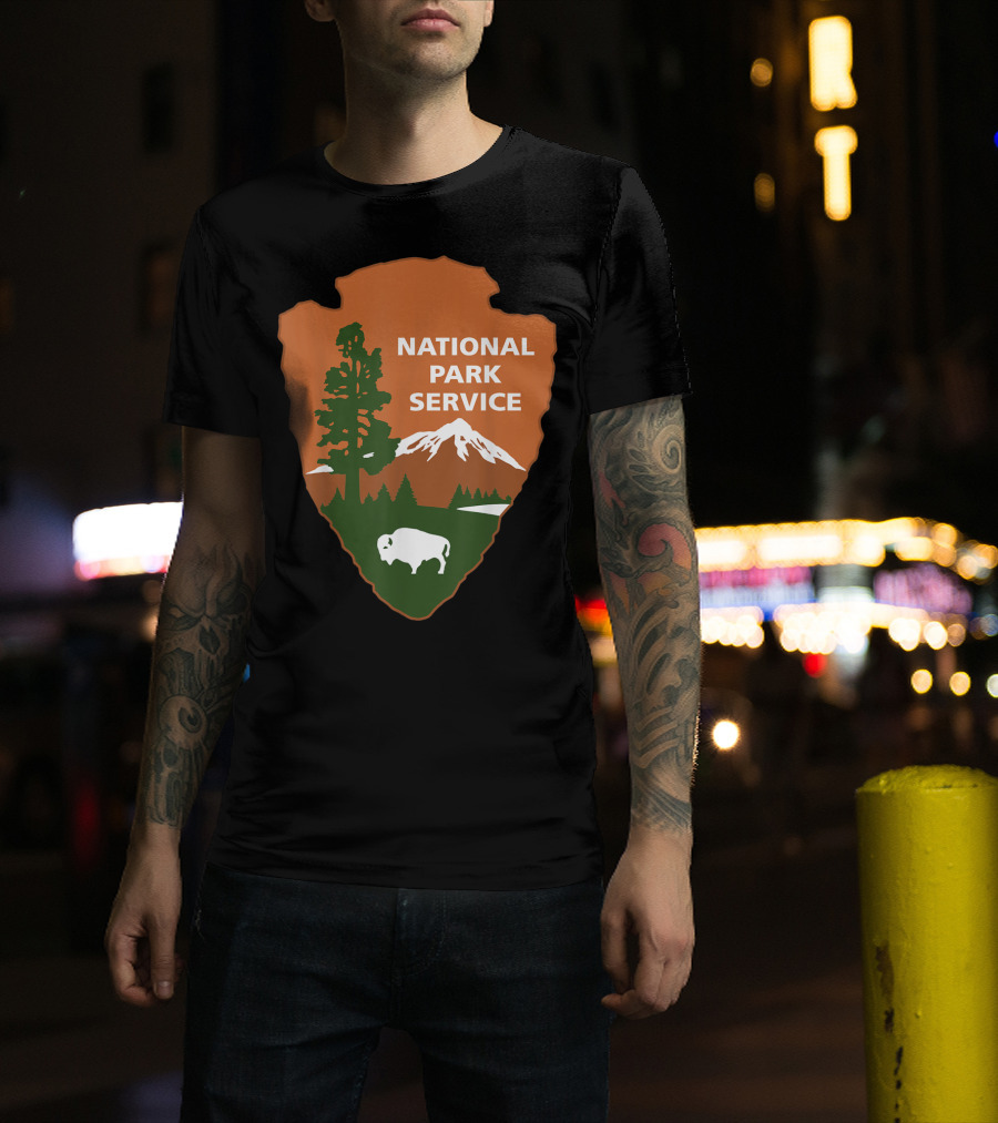National Park Service Logo Badge With Mountain And Bison T-Shirt