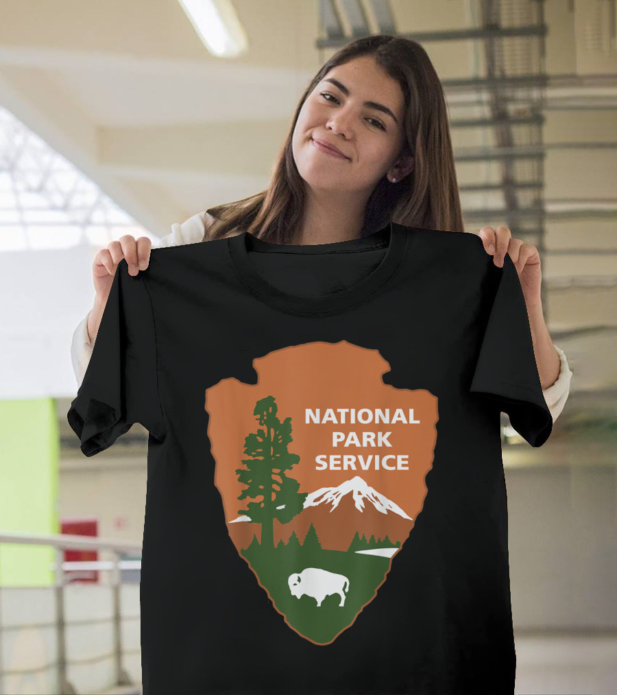 National Park Service Logo Badge With Mountain And Bison T-Shirt