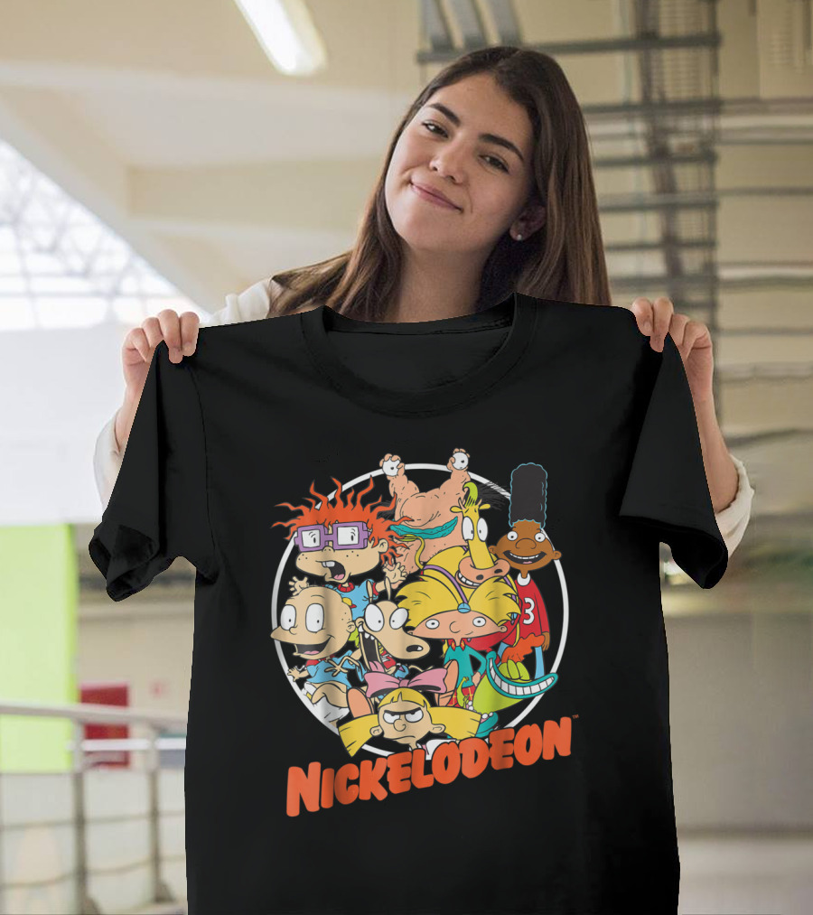 Nickelodeon Classic 90s Characters Rugrats Hey Arnold Gerald Cartoons T-Shirt
