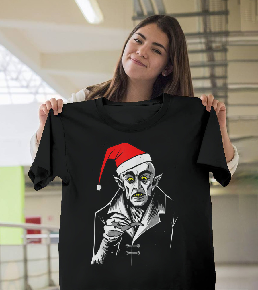 Nosferatu Vampire Santa Christmas Clause T-Shirt