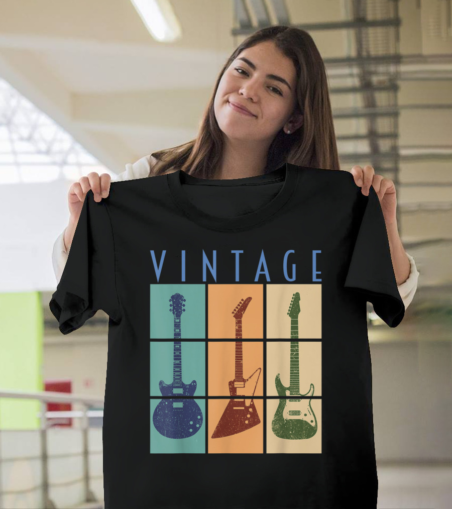 Vintage Retro Classic Guitar Cool Vintage Guitars T-Shirt