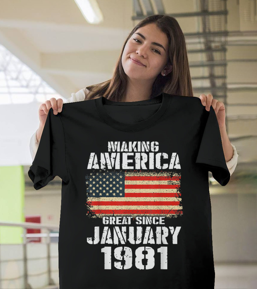 Making America Great Since January 1981 American Flag 39th Anniversary T-Shirt