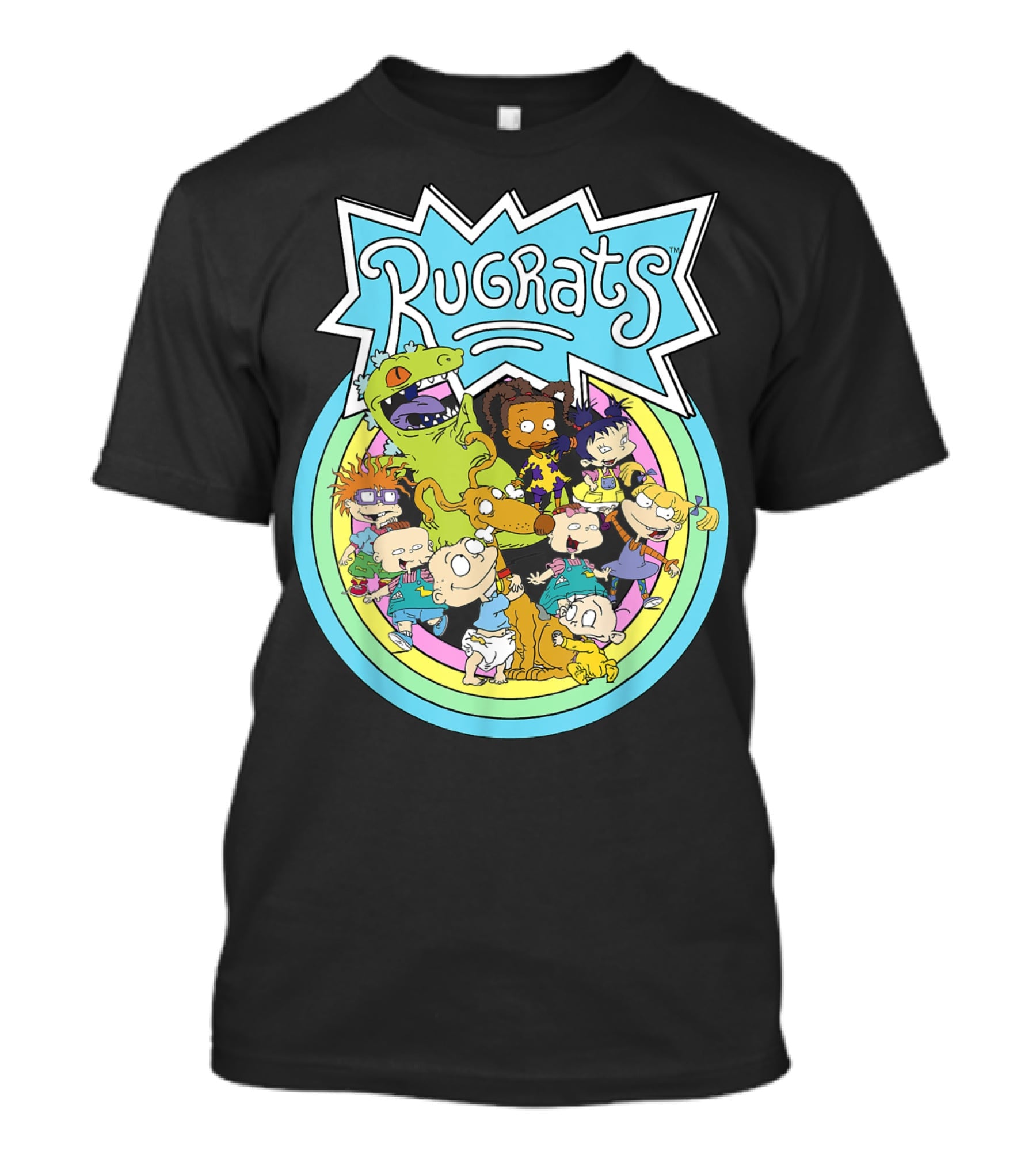 Rugrats Group Colorful Characters In Rainbow Circles T-Shirt