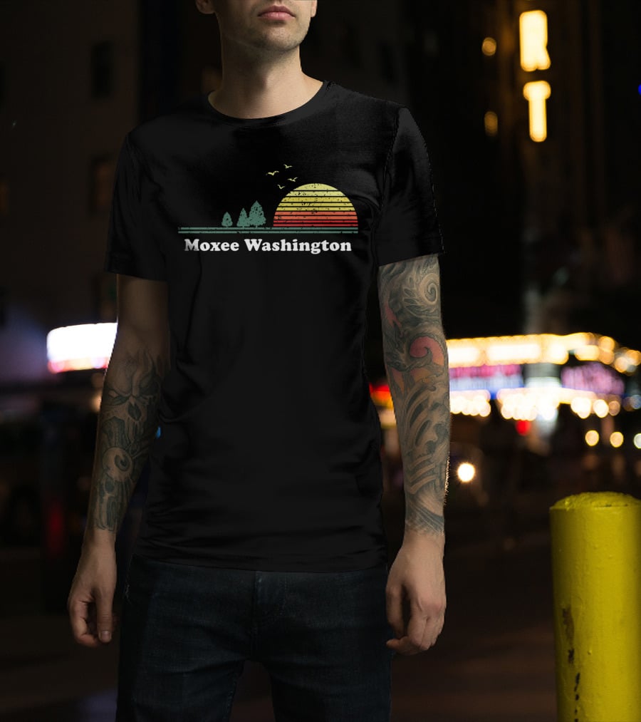 Moxee Washington Vintage Sunset With Trees And Birds T-Shirt