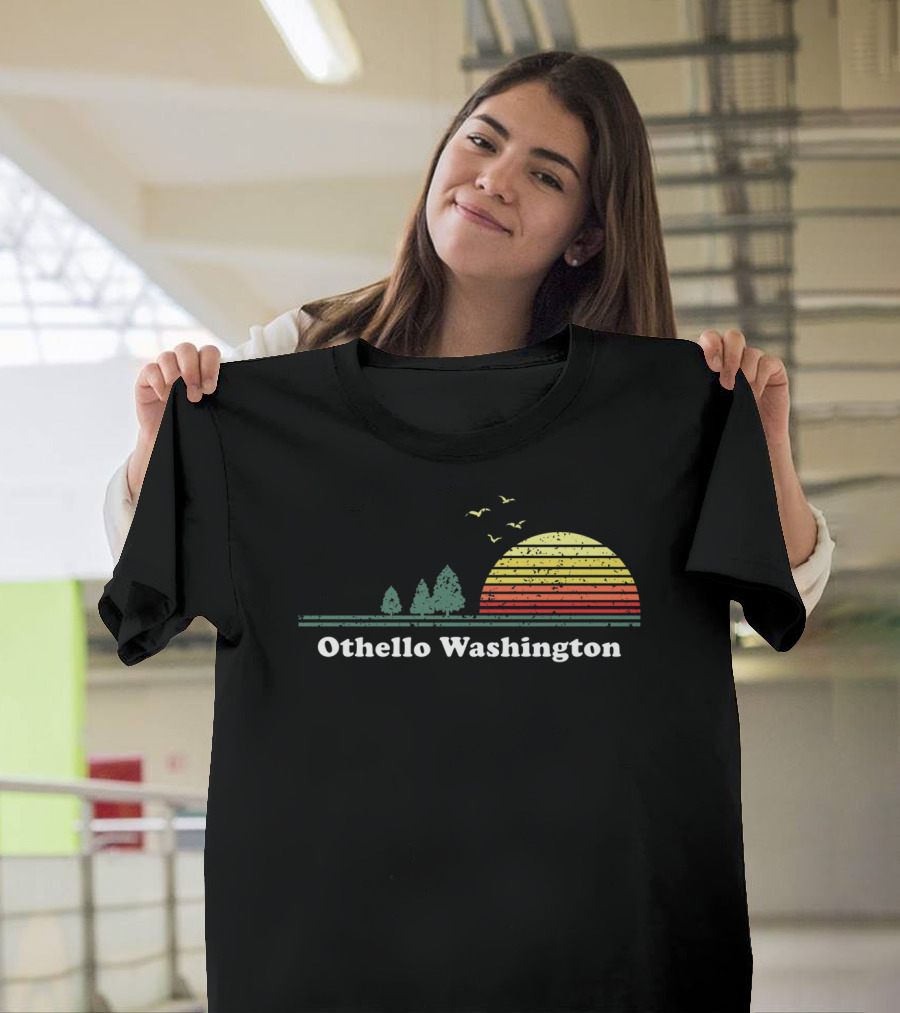 Othello Washington Vintage Sunset Trees Birds T-Shirt