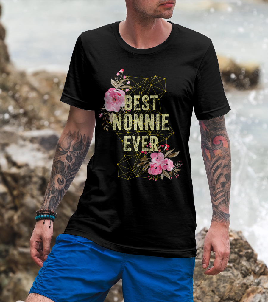 Best Nonnie Ever Floral Design Mothers T-Shirt