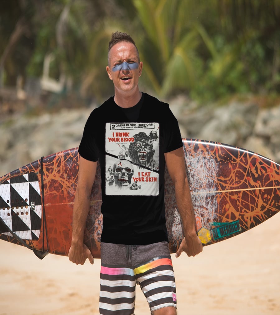 I Drink Your Blood I Eat Your Skin 2 Great Blood-Horrors Classic Halloween Monster T-Shirt