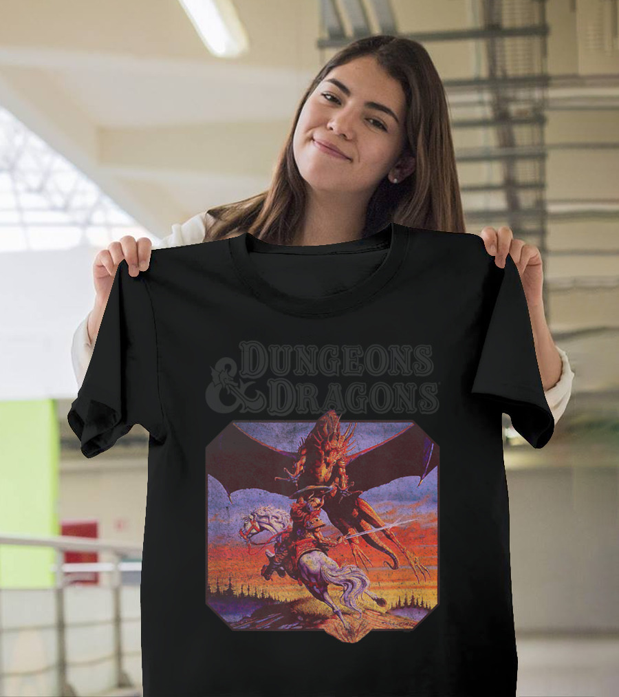 Dungeons and Dragons Classic Expert Rules Knight with Dragon T-Shirt