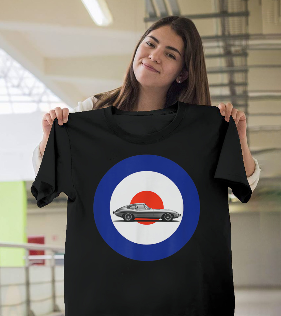 Etype Jaguar on RAF Roundel Classic Car T-Shirt