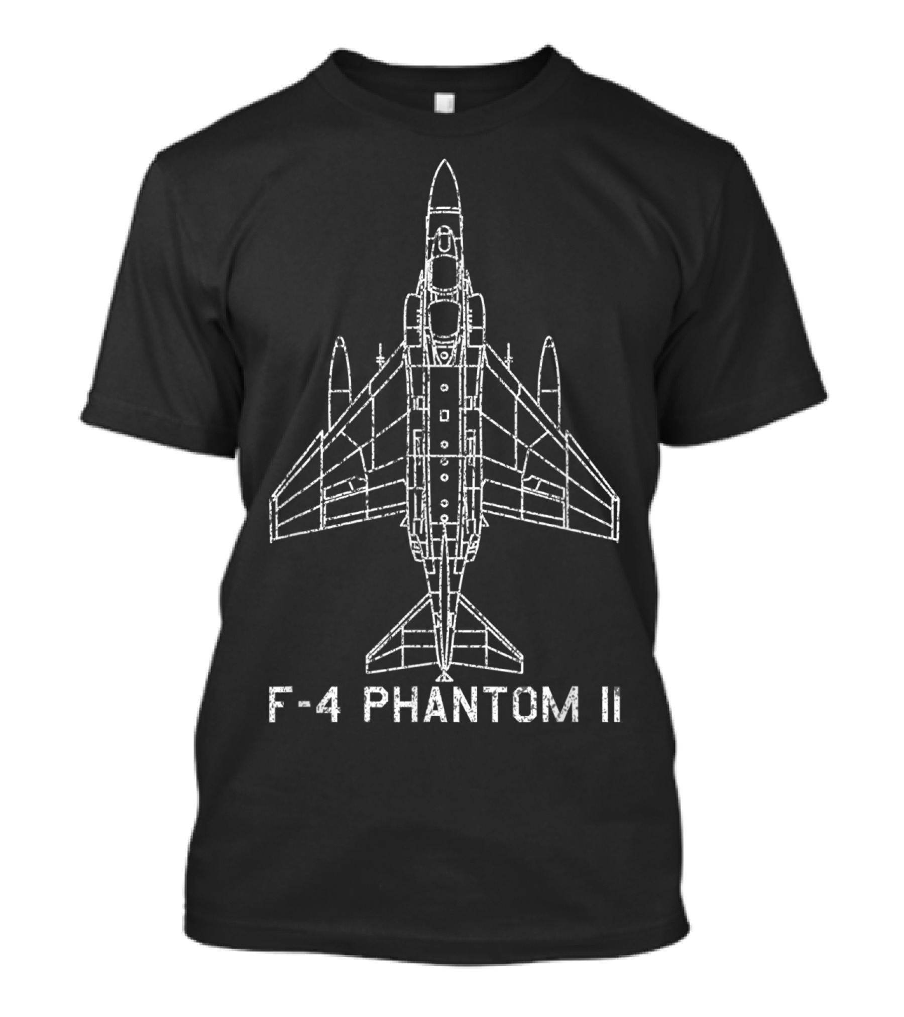 F-4 Phantom II Jet Fighter Bomber Classic USA Blueprint T-Shirt