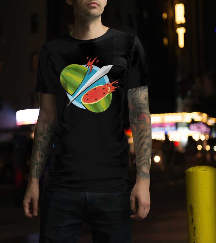 Fruit Ninja Watermelon Slice With Sword T-Shirt