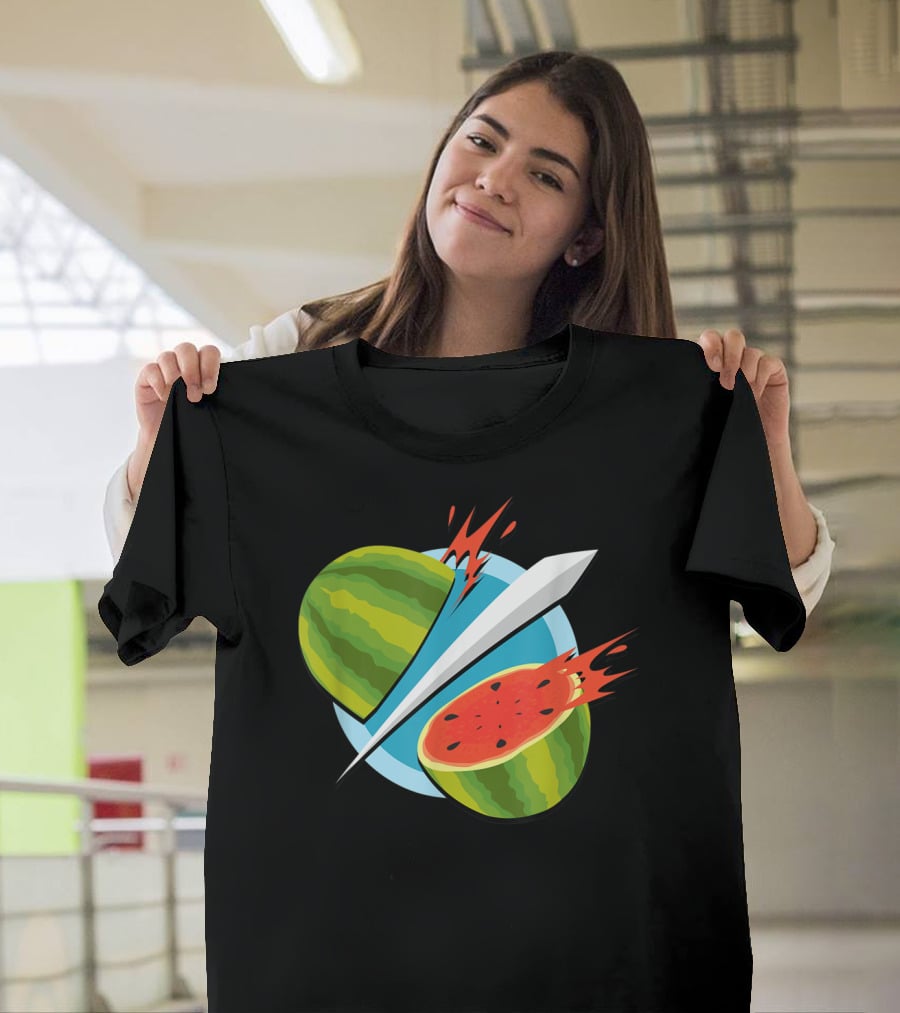Fruit Ninja Watermelon Slice With Sword T-Shirt