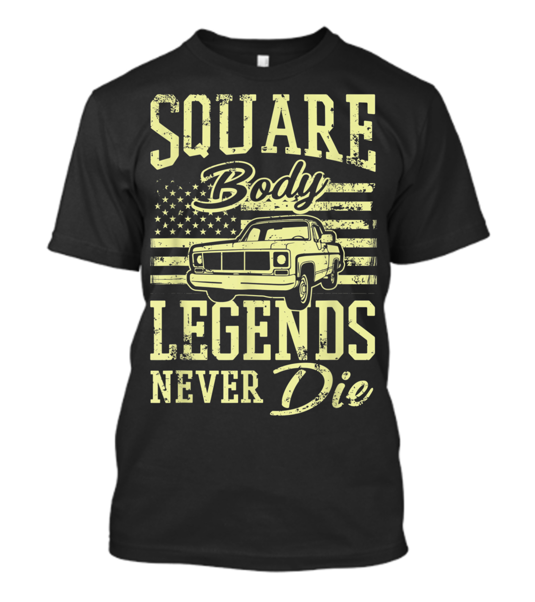 SQUARE Body Legends Never Die American Flag Classic Truck T-Shirt