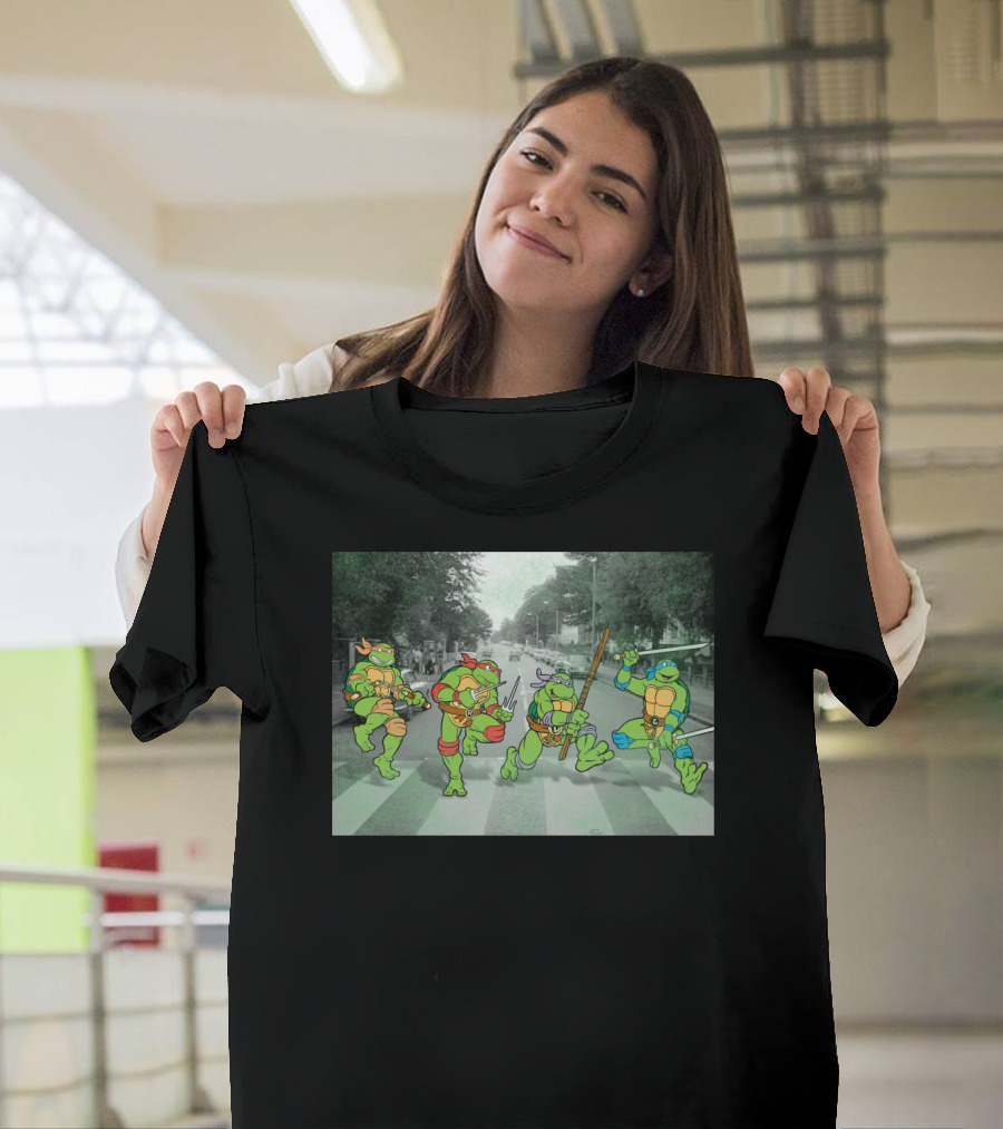 Nage Mutant Ninja Turtles Abbey Road Style Street Scene T-Shirt