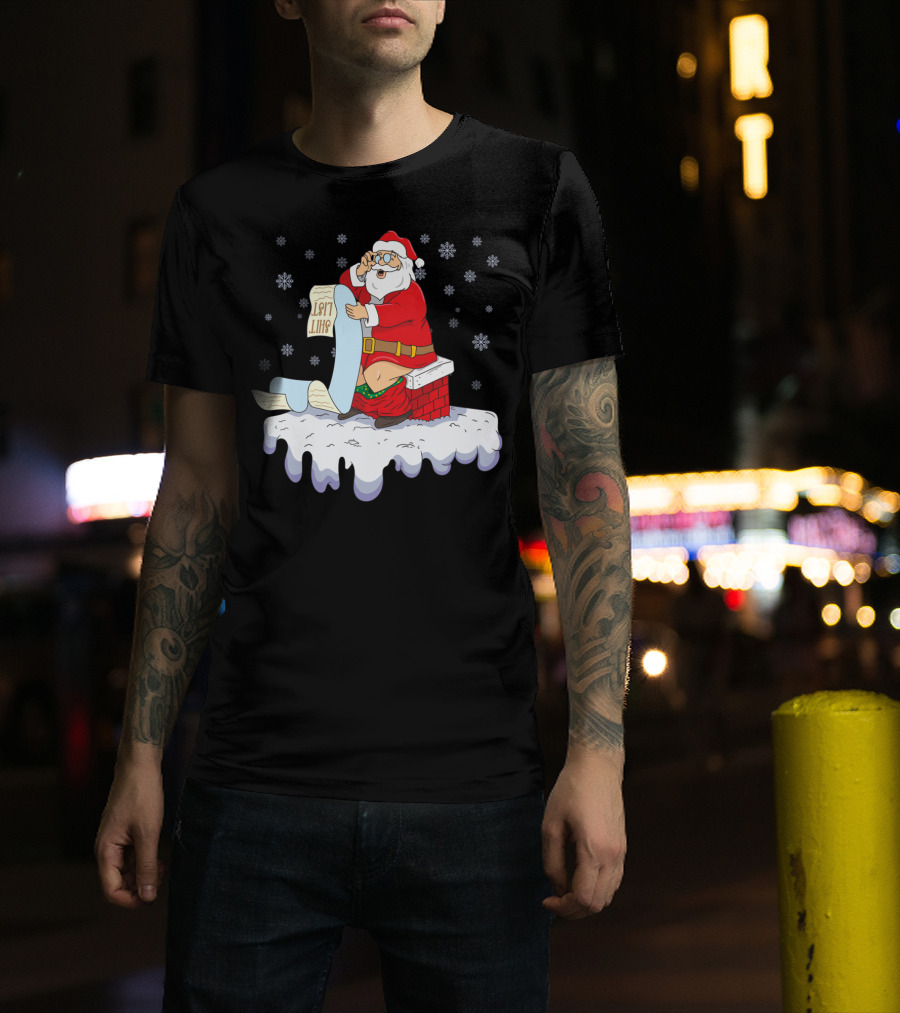Naughty Santa On The Chimney With Naughty List T-Shirt