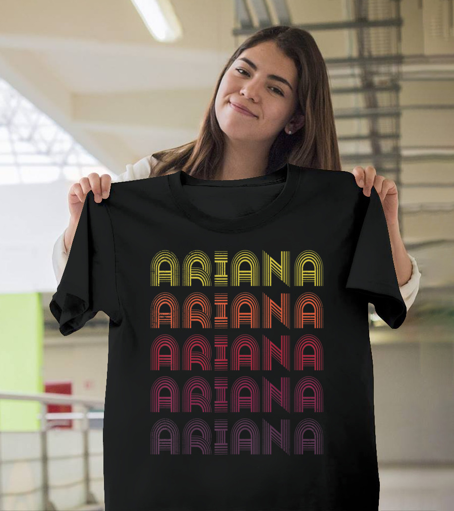 Ariana Gradient Retro Lines Style Typography T-Shirt