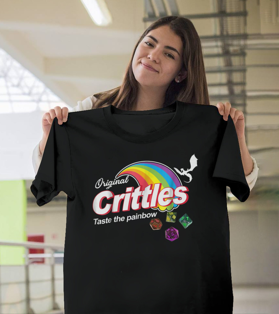 Original Crittles Taste the Painbow DND Dice Dragon Rainbow T-Shirt