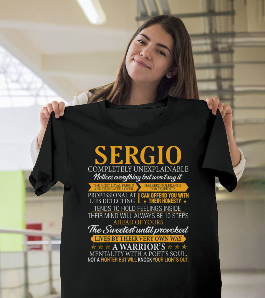 Mens Sergio Completely Unexplainable Notices Everything Warrior's Mentality T-Shirt