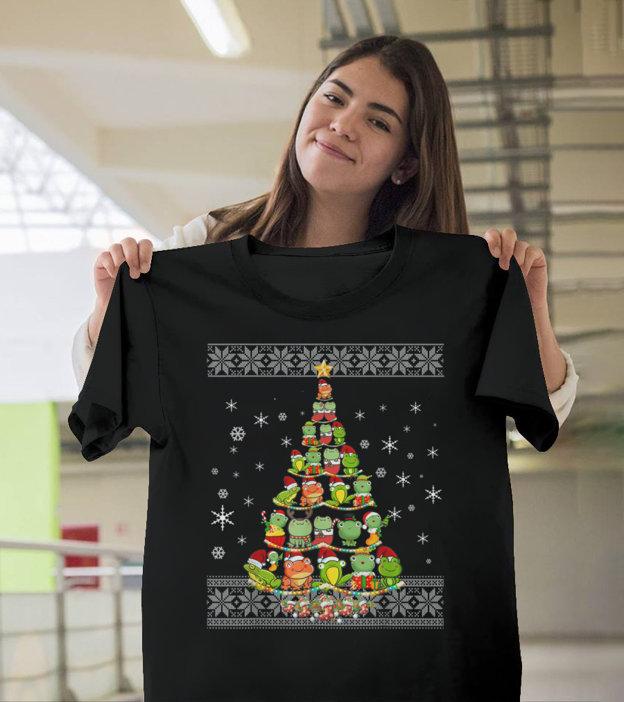Funny Frog Lovers Ugly Christmas Tree T-Shirt