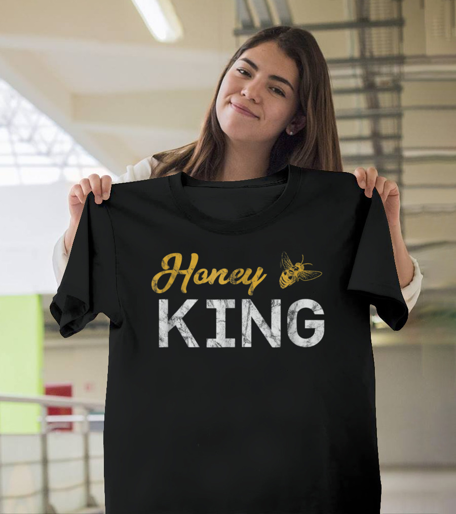 Honey King Funny Men's Bumble Bee White Text and Image T-Shirt