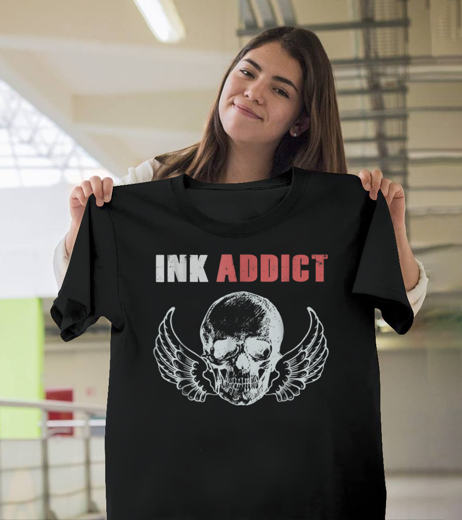 INK ADDICT Skull with Wings T-Shirt