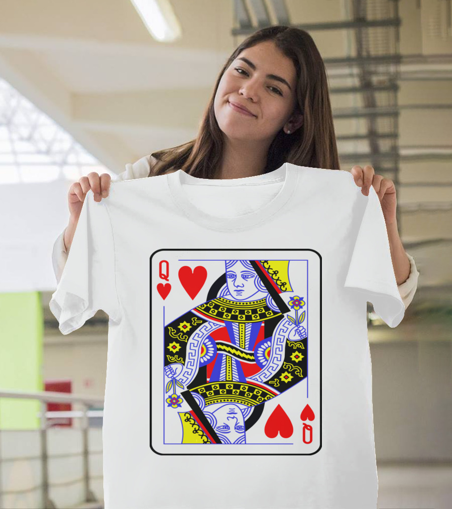 Queen Of Hearts Playing Card Funny Costume Poker T-Shirt