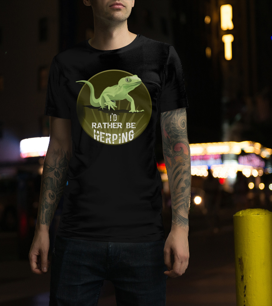 Herpetology I'd Rather Be Herping With Gecko Image T-Shirt